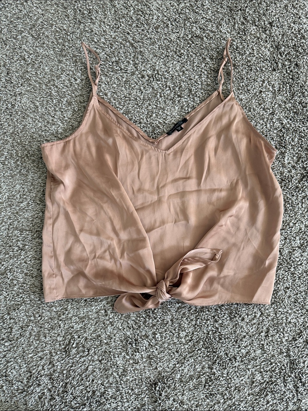 Dynamite Blush/Copper Tie-Front Spaghetti Strap Crop Cami XS